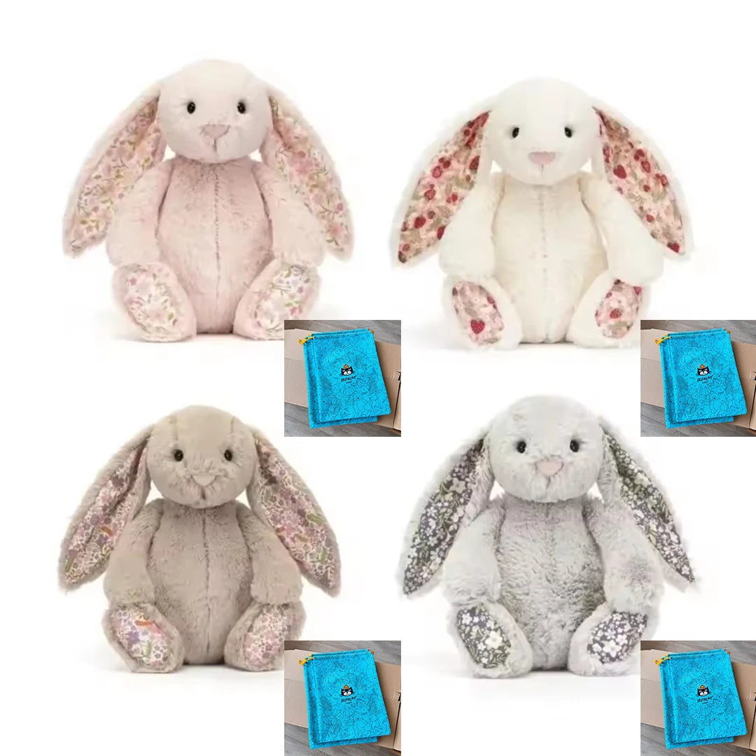 Jc Bonnie Rabbit Plush Toy with Floral Ears Kawaii Stuffed Doll Soft Sofa Cushion Kids Birthday Gift Room Decor