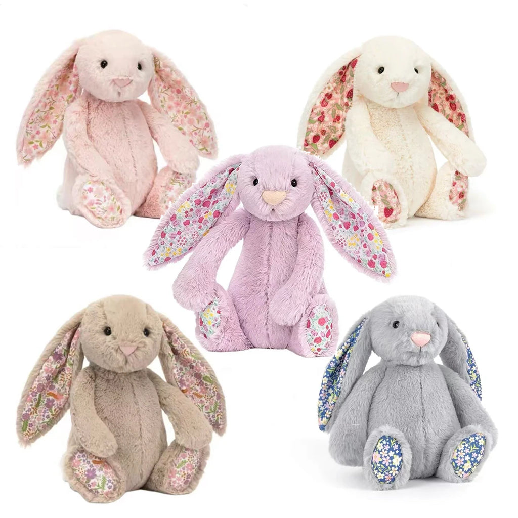 Jc Bonnie Rabbit Plush Toy with Floral Ears Kawaii Stuffed Doll Soft Sofa Cushion Kids Birthday Gift Room Decor