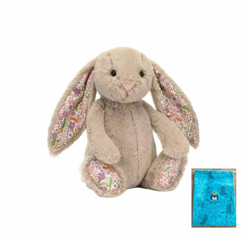 Jc Bonnie Rabbit Plush Toy with Floral Ears Kawaii Stuffed Doll Soft Sofa Cushion Kids Birthday Gift Room Decor