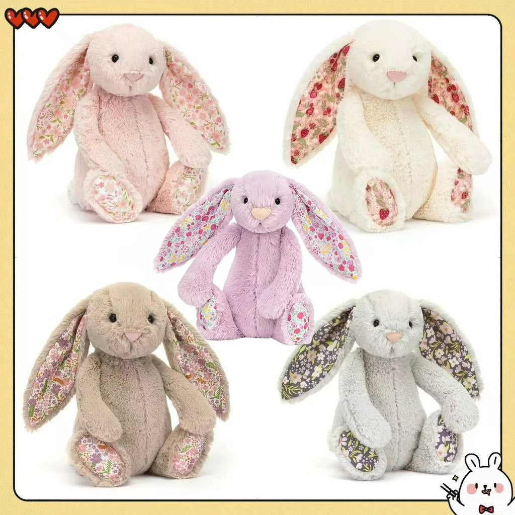 Jc Bonnie Rabbit Plush Toy with Floral Ears Kawaii Stuffed Doll Soft Sofa Cushion Kids Birthday Gift Room Decor