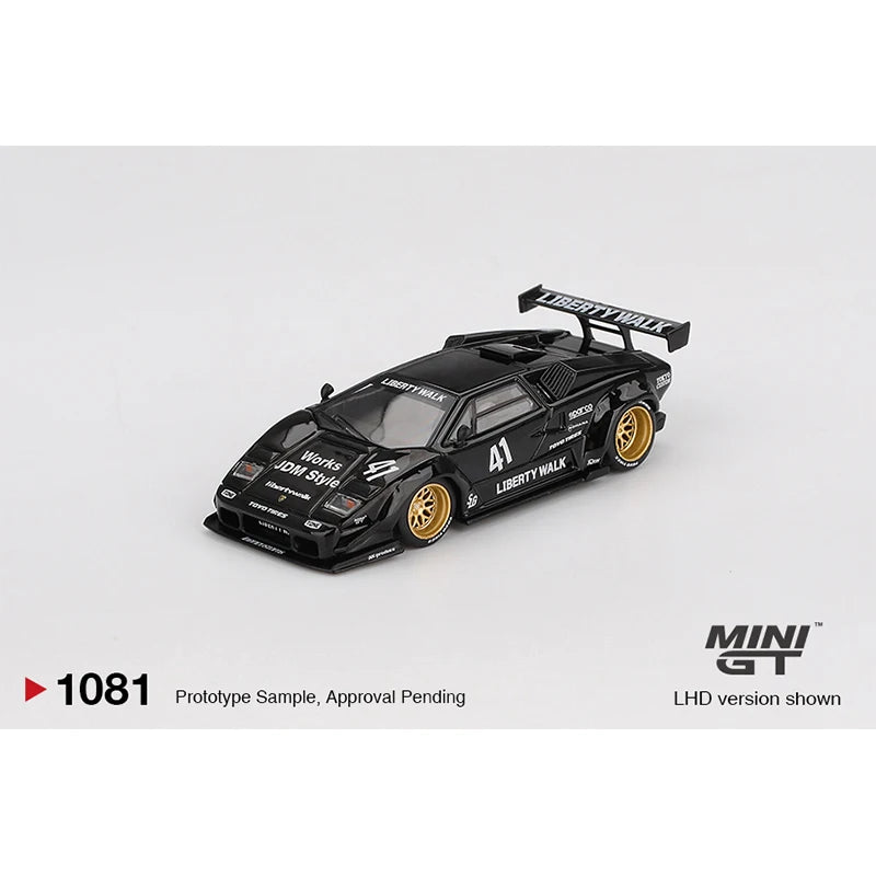 MINIGT 1081 In Stock 1:64 LBWK Lamborghini Countach LB WORKS Black Diecast Car Model Collection Toys