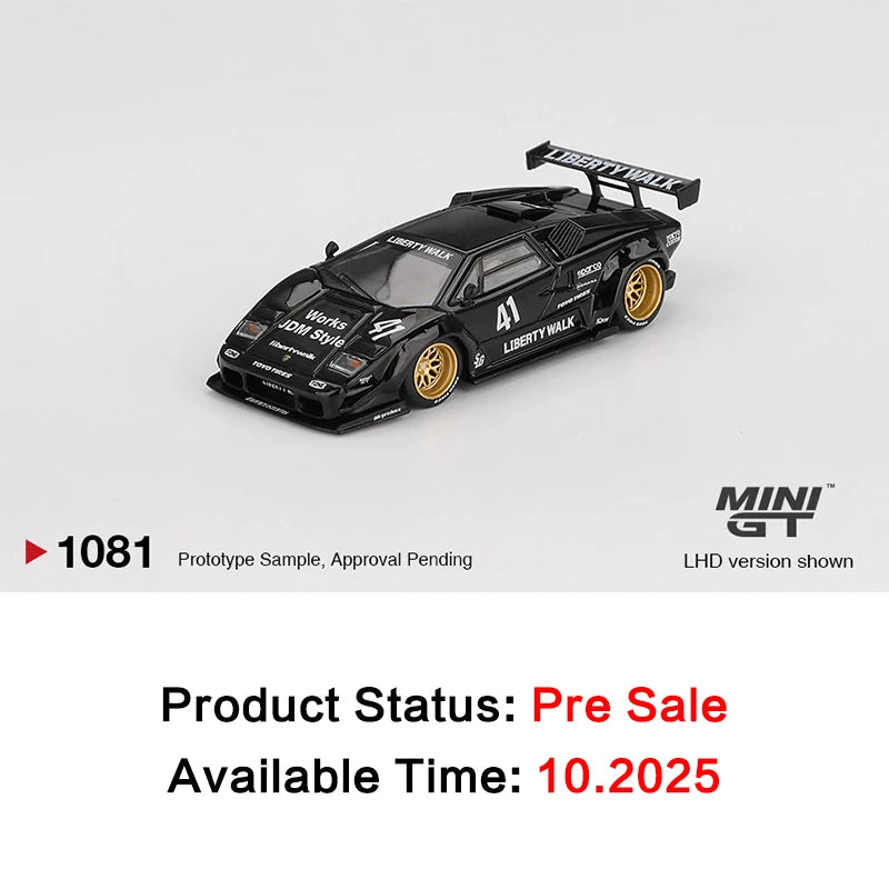 MINIGT 1081 In Stock 1:64 LBWK Lamborghini Countach LB WORKS Black Diecast Car Model Collection Toys