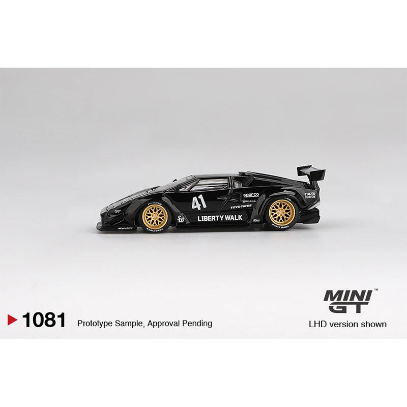MINIGT 1081 In Stock 1:64 LBWK Lamborghini Countach LB WORKS Black Diecast Car Model Collection Toys