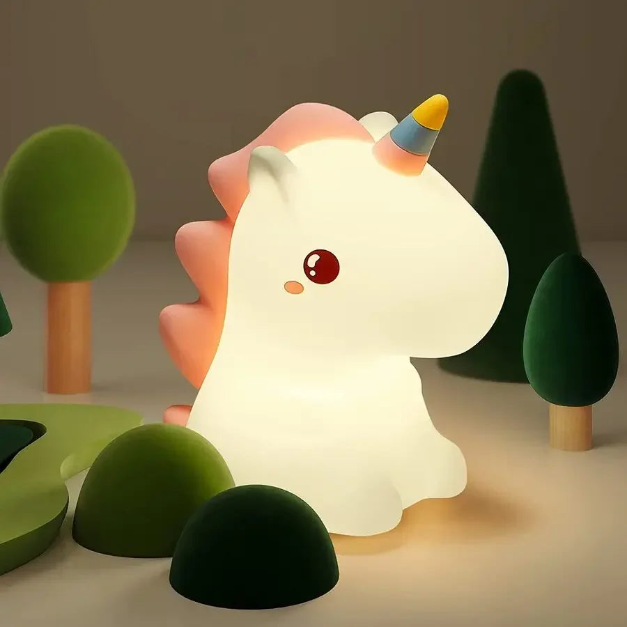 unicorn Cute Silicone LED Night Light For Kids children USB Rechargeable Cartoon Animal bedroom decor for Touch Night Lamp gifts