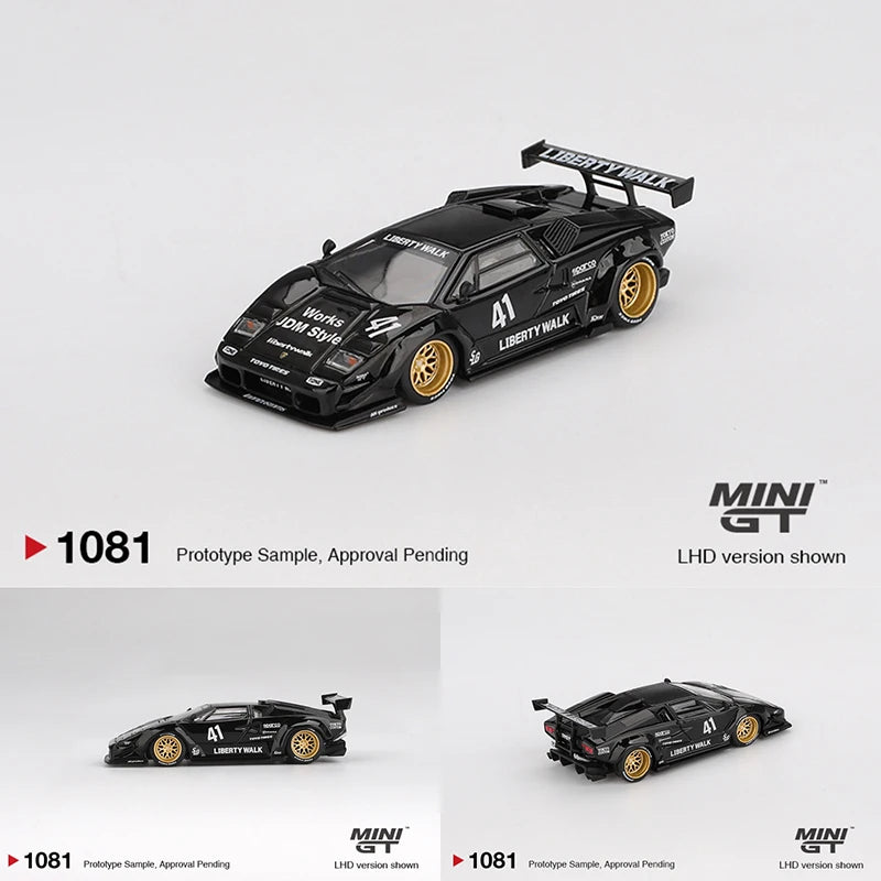 MINIGT 1081 In Stock 1:64 LBWK Lamborghini Countach LB WORKS Black Diecast Car Model Collection Toys